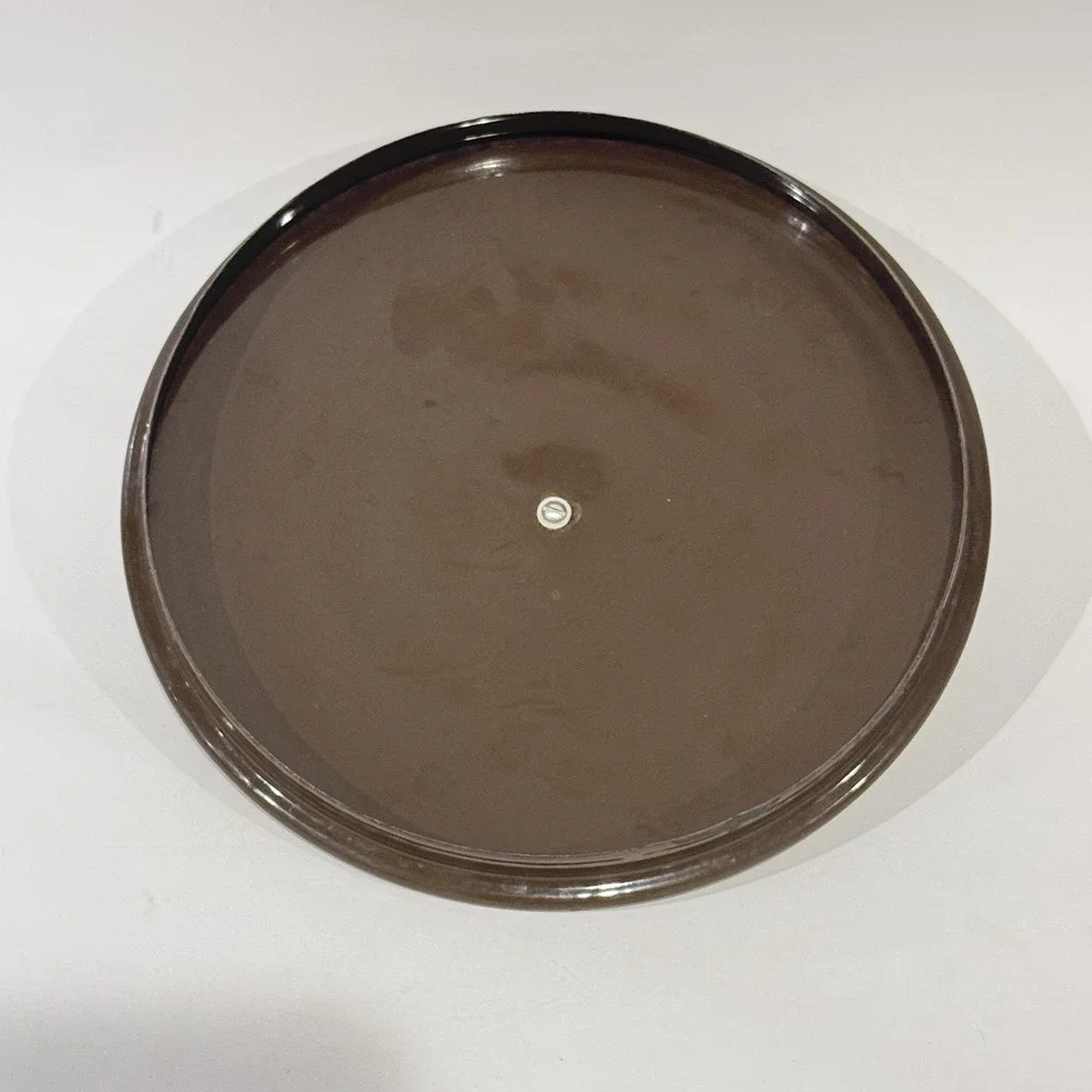 Vintage 70s Enamel Ware‎ Pot w Lid Brown w White Vegetable Pattern